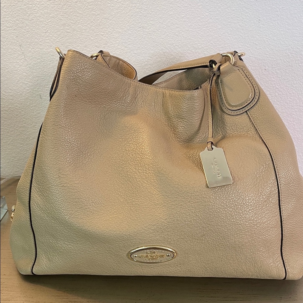 Coach Beige Leather Hobo Bag